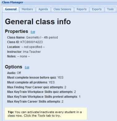 Click the Save button to create the class. Tip: The class name must be unique within your organization.