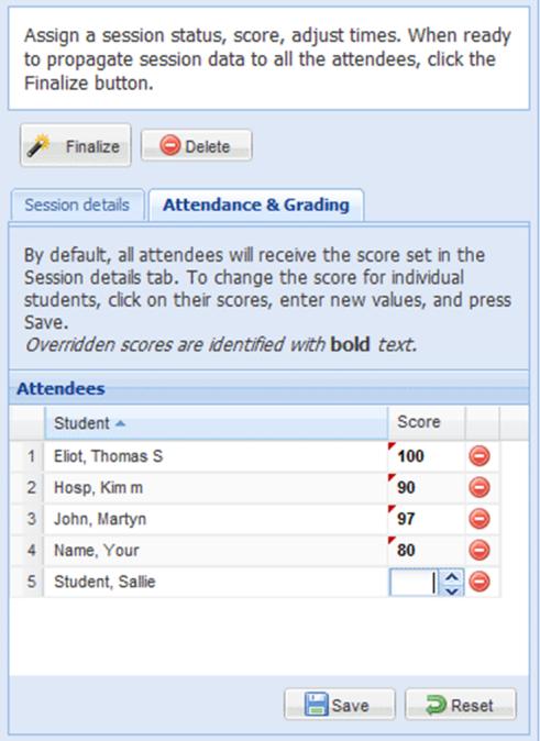STEP 11: The Class Session Manager will open. Go to Session details. Notice the start and end times of the session are recorded.