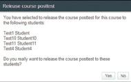 To release the course posttest, simply use the checkboxes to select the student or students to whom you wish to release the posttest; then click the Release Posttest button.