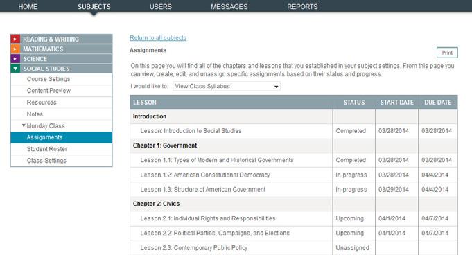 Subjects: Instructor-Led Assignments The Instructor-led mode offers a variety of assignment review and management options in the Assignments area.