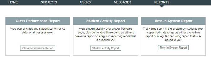 Reports: Student Activity Reports Student Activity Reports can be used to see when students have completed lesson instruction, all lessons within a chapter, the scores and completion dates of