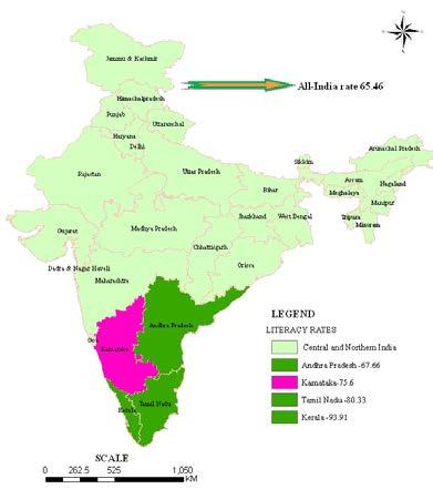 literacy. The literacy rate also varies from decade to decade, since 1951 up to 2011 and is true of both All-India level as well as Karnataka as a whole (Map 2 and Table II).