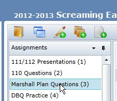 Assignments can be changed by clicking the mouse on the Assignment tab to the left of the page. Select another assignment from the drop down and the assignment selected will display.