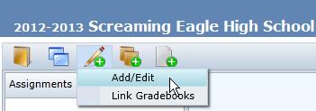 will display. To create a new Gradebook individually, click the mouse on Edit icon on the top left of the page. A dropdown will display.