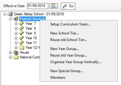 Adding New Year Groups If an additional year group is required, such as the introduction of a sixth form, this should be added before admission groups are created to ensure that the new year group is