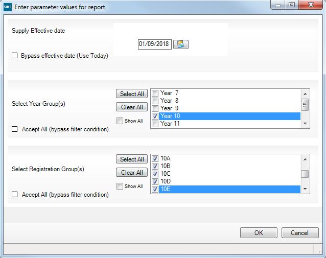 2. Expand the Student focus and double-click the required pre-defined report, e.g. Registration Groups (Dated) to display the Enter parameter values for report dialog. 3.