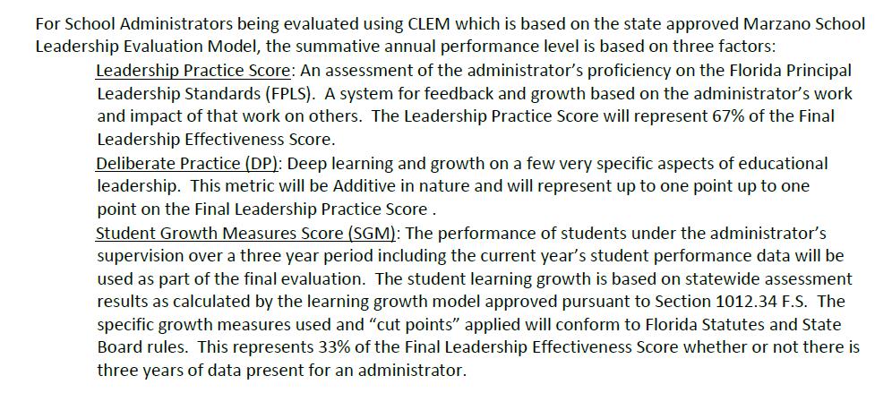 33% of the evaluation is based on performance of students as measured by the state s value-added model.