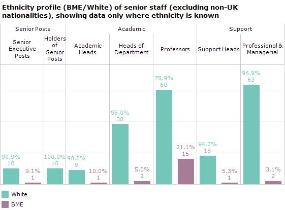 0%, an increase from 9.3% in 2014/15, with the highest for Professors (21.1%) which saw an increase from 19.2% in 2014/15 and 13.