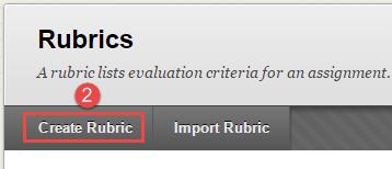 2. From the Rubrics page, click the Create Rubric button. 3. Here, you will need to provide a Name for your rubric. 4.