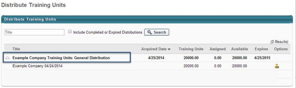 When the general distribution method of Training Units is made available to all employees within a company, the Distribute Training Units tab will become visible to all employees within the company.