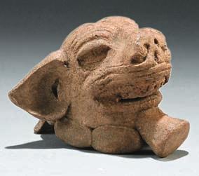 Lot 619 A Veracruz Hog s Head Pottery Mask, c. 600 900, h. 5 ¼ in.