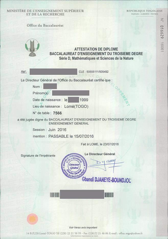 Togo The Brevet d'études du Premier Cycle du Second Degré (BEPC) is awarded after completion of Grade 10. BEPC is a fairly standard name for lower secondary credentials across Francophone Africa.