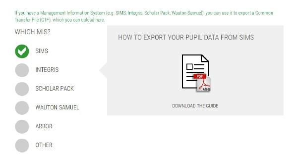 14. 7. You will see the option to choose your schools MIS. Select your MIS (e.g.