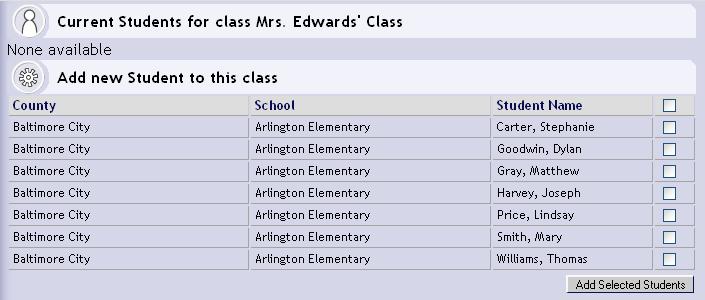 Only School-Level or County-Level users with "Can Manage Class" Rights can assign students to classes. 1. Click on Admin tab at top of screen. Click on the Manage Class on the left Navigation Bar. 2.