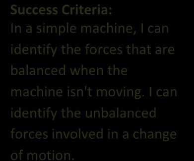PS1A) There is always a force involved when something starts moving or changes its speed or direction of motion (2-3 PS1B) There s always a