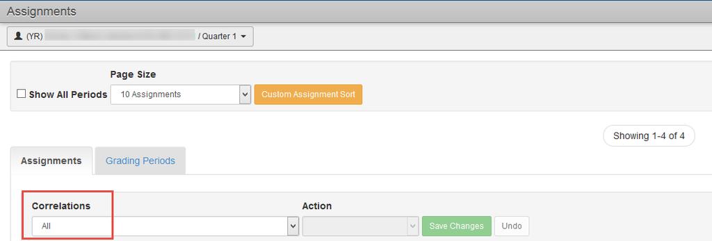 Review Subject & Assignment Type Columns for Each Assignment Change pages or increase Page Size, if necessary, to view all assignments. Use the Class Focus window to select classes.
