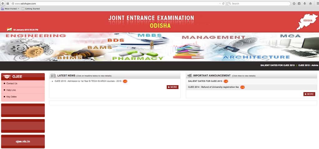 OJEE PG 2015 Admissions to the Post Graduate courses in Odisha will be through the OJEE PG 2015 test conducted by the Odisha JEE Board.