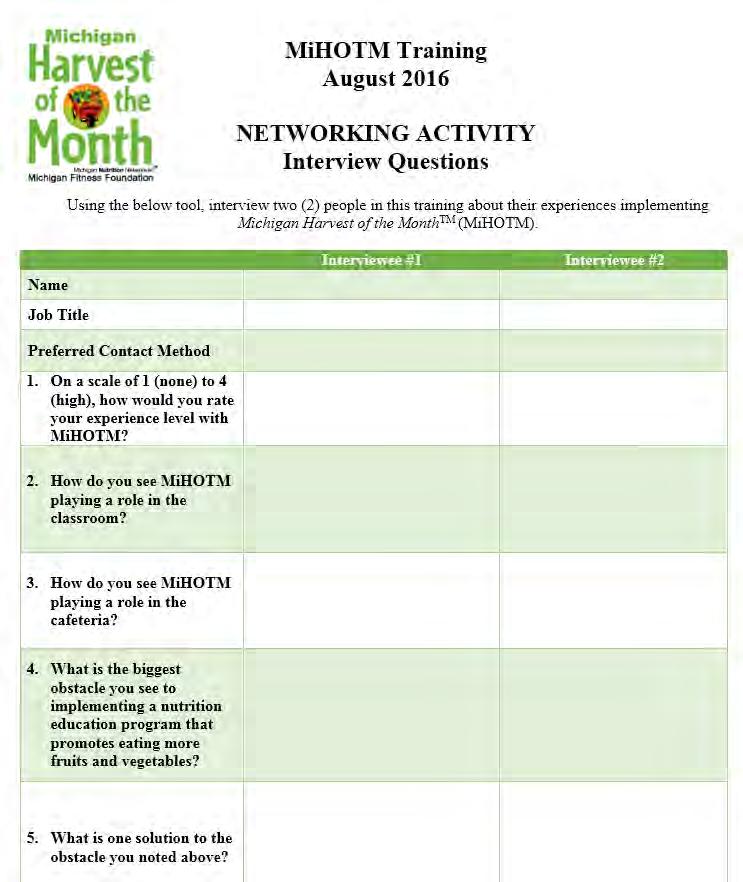 Networking Activity Interview