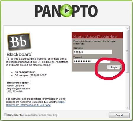 Enter your normal Blackboard username and password,