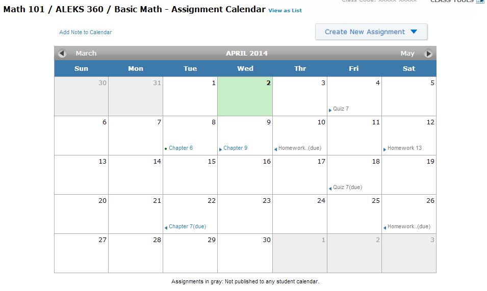 CLASS TOOLS MENU The Class Tools menu gives you quick access to the Class Forum, Calendar, Student View, and Class Resources feature.