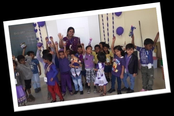 Purple balloons by the teachers.