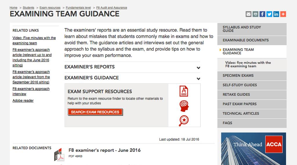 Part of getting started is getting to know your exam and we recommend that you use the examiner s reports as a resource here.