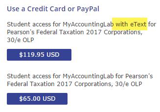 Use a credit card or PayPal To use a credit card or PayPal, instead of an access code, click the button for the access you want. See below for examples.