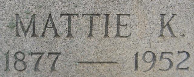Baptist Church Mattie Pat Knott Satterwhite Born May 13, 1877 June 12, 1952 Buried in North Carolina in Vance County