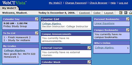 Enrolling in a New Course To enroll in a new course using an Access Code 1. Open a Web browser and use the Web address provided by your instructor to access the WebCT Vista Institution Listing page.