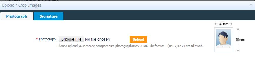 On clicking the above link following screen appears. 6.2.8. Click on the choose file buttons to upload the photos from local machine. Only.jpg/.