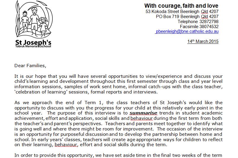 Appendix 2 Each year parents are invited to meet with their child s teacher