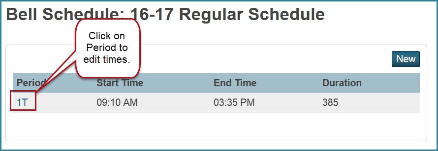 On the right side under the Calendaring section, click Bell Schedules. 3.