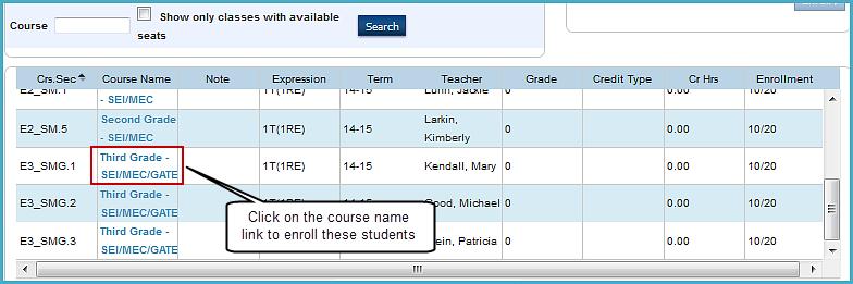 7. Click on the Course Name link to enroll