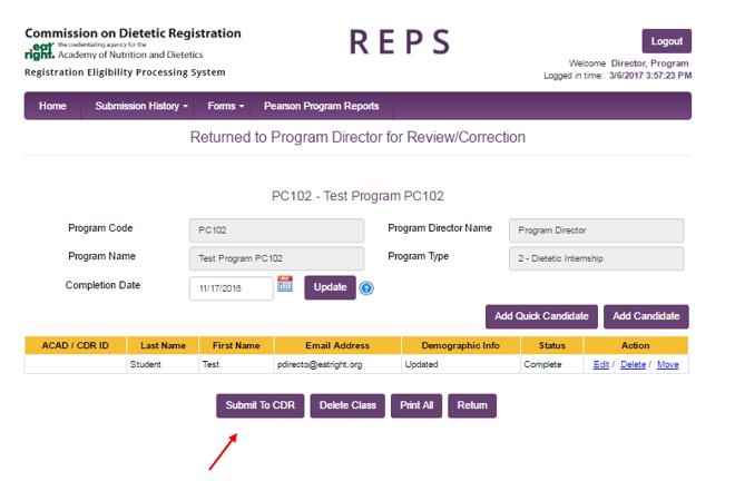 Delete students who are denied after reviewing the CDR Administrator notes. If these students meet eligibility requirements at a later date, they will need to be re-submitted into REPS.