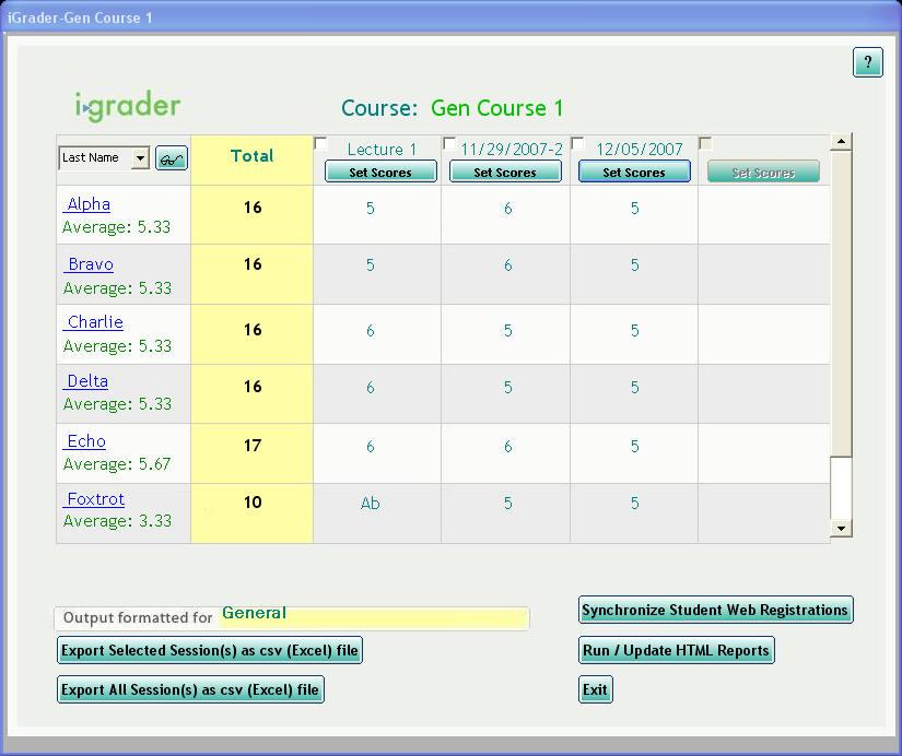 i-grader Functions i-grader s three main editing functions available from the opening screen are: 1. Editing a Student 2. Editing a Session 3.