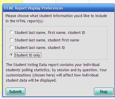 Your Student Voting Data report is similar to the Term Summary Report, only instead of links to individual Session Summary reports, you will now see links to a detailed report of student responses