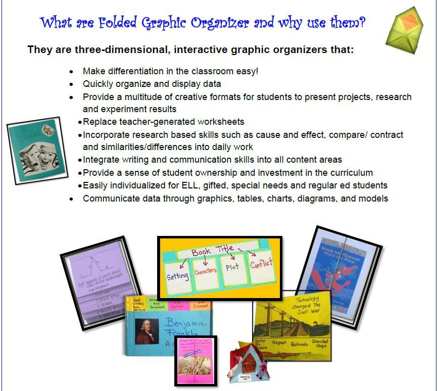Title 062329 Using Folded Graphic Organizers in Secondary Social Studies and ELAR Date of Description 08/09/17 What are "Folded Graphic Organizers"?