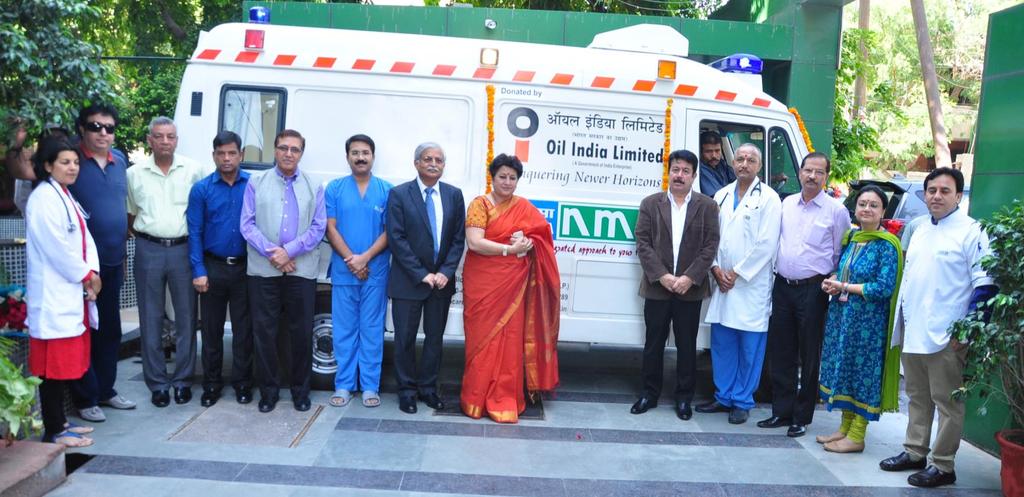 The Ambulance was flagged off by Sri Utpal Bora, Chairman and Managing Director, Oil India Limited in presence of Directors on the Board of Oil India Limited and Sri G.C. Vaishnav, MD, Noida Medicare Centre, today.