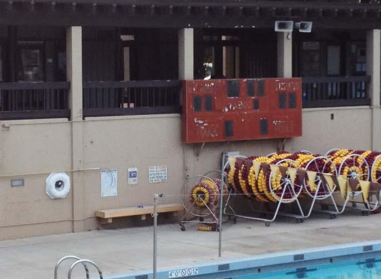 The new Pool Scoreboard project is a voluntary upgrade and includes installation of a new LED scoreboard system, with analog timers on the wall of PE5.