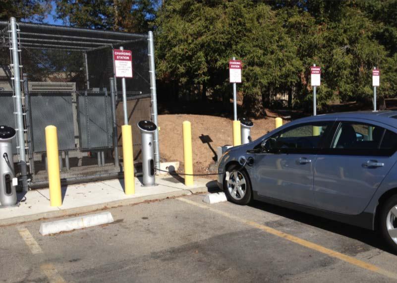 10 electric vehicle charging stations were installed in parking lot B fronting the L-5 building to allow students, faculty and staff the ability to charge their electric vehicles while on campus.