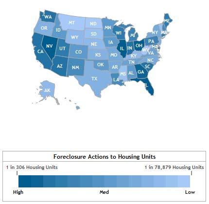 Foreclosure Rates Improving Texas 1 in 2,209 California 1