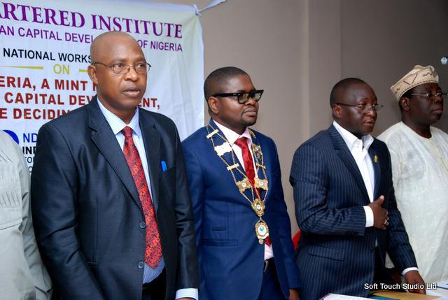 of the occasion, Hon. Barr. Jonathan Aminu, BOT Chairman of CIHCDN, Mr. Cyril Ogboli, F.