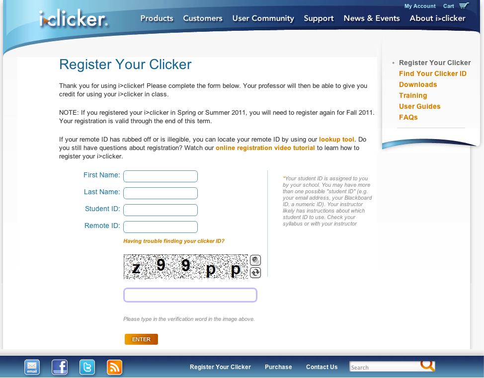5. Click the Enter button. An on-screen message confirms that registration was successful. The student s ID is Using i>clicker v6.