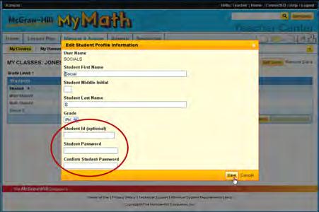 Any student information can be updated/changed. Then select Save.