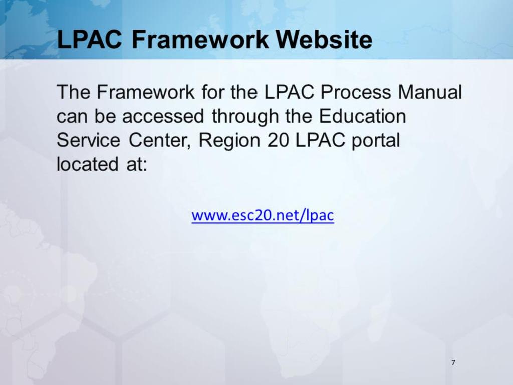 Explain where the LPAC materials are located and share link with participants.