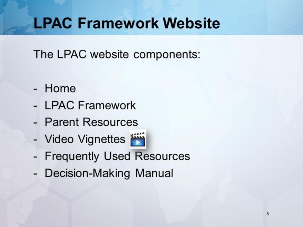 Explain the LPAC materials, their location, and share link with participants.
