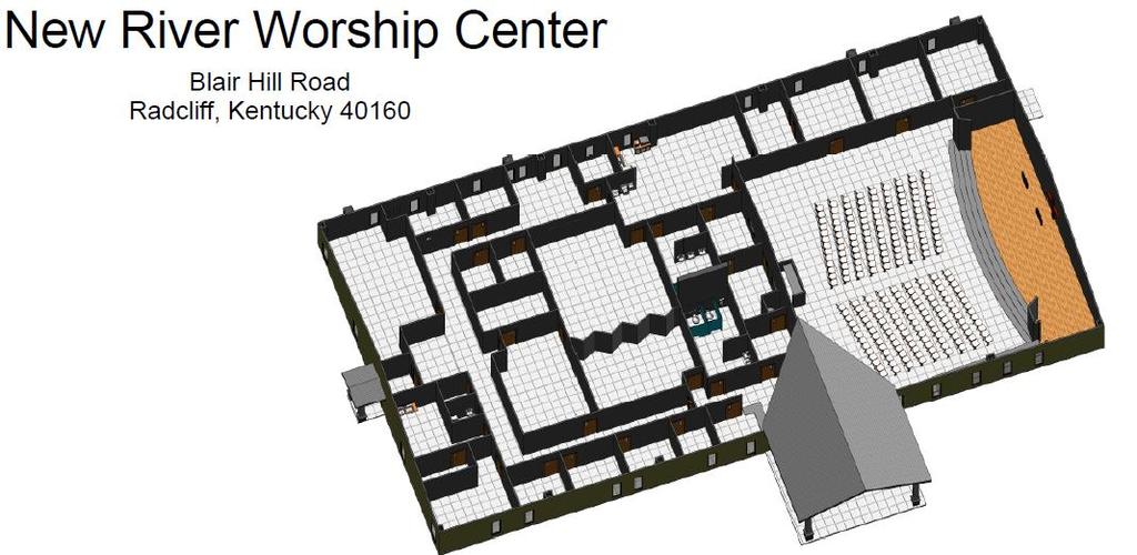 New worship area to seat 270, new alter, airlock entry, café, classrooms, offices, with new walls, doors, floor, ceiling finishes, mechanical plumbing, HVAC, electrical, and lighting