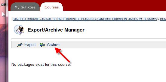 3. We want everything in the course, so we will click the Archive option. 4.