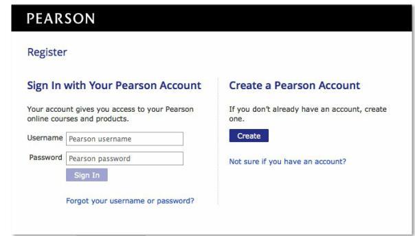Page 95 6. On the next screen, students will be asked to either sign in with a Pearson student account, or create a new Pearson student account. Important!