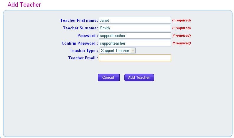 Support Teachers have limited permissions, to only view student list and